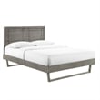 Maklaine Contemporary Full Wood Platform Bed with Angular Frame in Gray
