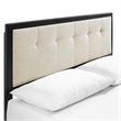 Maklaine Queen Wood Platform Bed with Angular Frame in Black/Beige