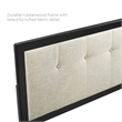 Maklaine Queen Wood Platform Bed with Angular Frame in Black/Beige