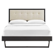 Maklaine Queen Wood Platform Bed with Angular Frame in Black/Beige