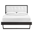 Maklaine Queen Wood Platform Bed with Angular Frame in Black/White