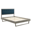 Maklaine Queen Wood Platform Bed with Angular Frame in Gray/Azure