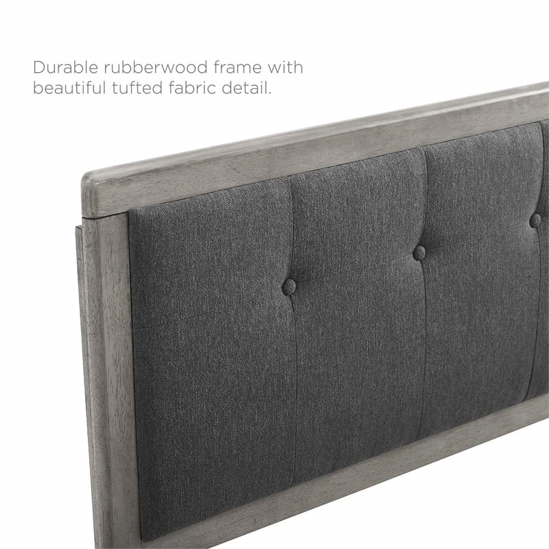 Maklaine Queen Wood Platform Bed with Angular Frame in Gray/Charcoal