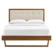 Maklaine Queen Wood Platform Bed with Angular Frame in Walnut/Beige