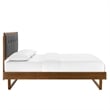 Maklaine Queen Wood Platform Bed with Angular Frame in Walnut/Charcoal