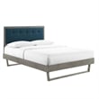 Maklaine King Wood Platform Bed with Angular Frame in Gray/Azure