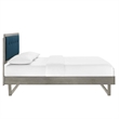 Maklaine King Wood Platform Bed with Angular Frame in Gray/Azure