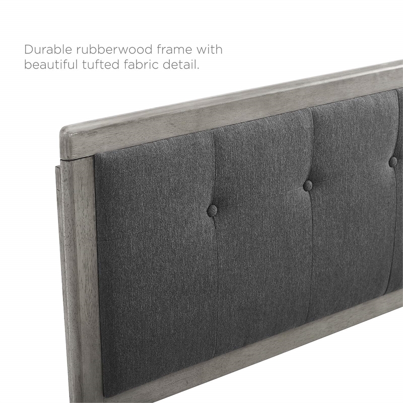 Maklaine King Wood Platform Bed with Angular Frame in Gray/Charcoal