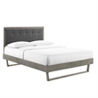 Maklaine King Wood Platform Bed with Angular Frame in Gray/Charcoal