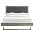 Maklaine King Wood Platform Bed with Angular Frame in Gray/Charcoal