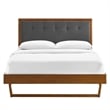 Maklaine King Wood Platform Bed with Angular Frame in Walnut/Charcoal