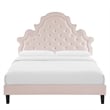 Maklaine Tufted Performance Velvet Queen Platform Bed in Pink