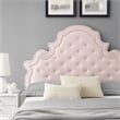 Maklaine Tufted Performance Velvet Queen Platform Bed in Pink