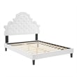 Maklaine Tufted Performance Velvet Twin Platform Bed in White