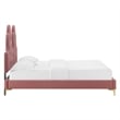 Maklaine Tufted Performance Velvet Twin Platform Bed - Dusty Rose Pink
