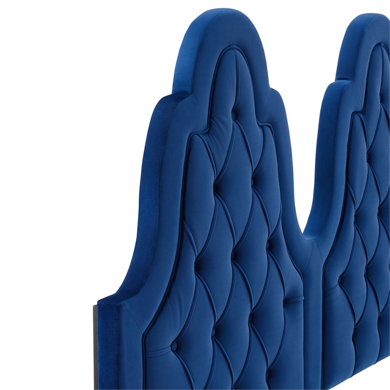 Maklaine Contemporary Tufted Performance Velvet Twin Platform Bed - Navy