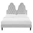 Maklaine Contemporary Performance Velvet Twin Platform Bed in Light Gray