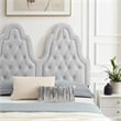 Maklaine Contemporary Performance Velvet Twin Platform Bed in Light Gray