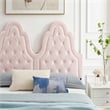Maklaine Tufted Performance Velvet Twin Platform Bed in Pink