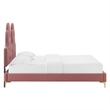 Maklaine Tufted Performance Velvet King Platform Bed - Dusty Rose Pink