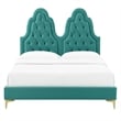 Maklaine Tufted Performance Velvet King Platform Bed - Teal Blue