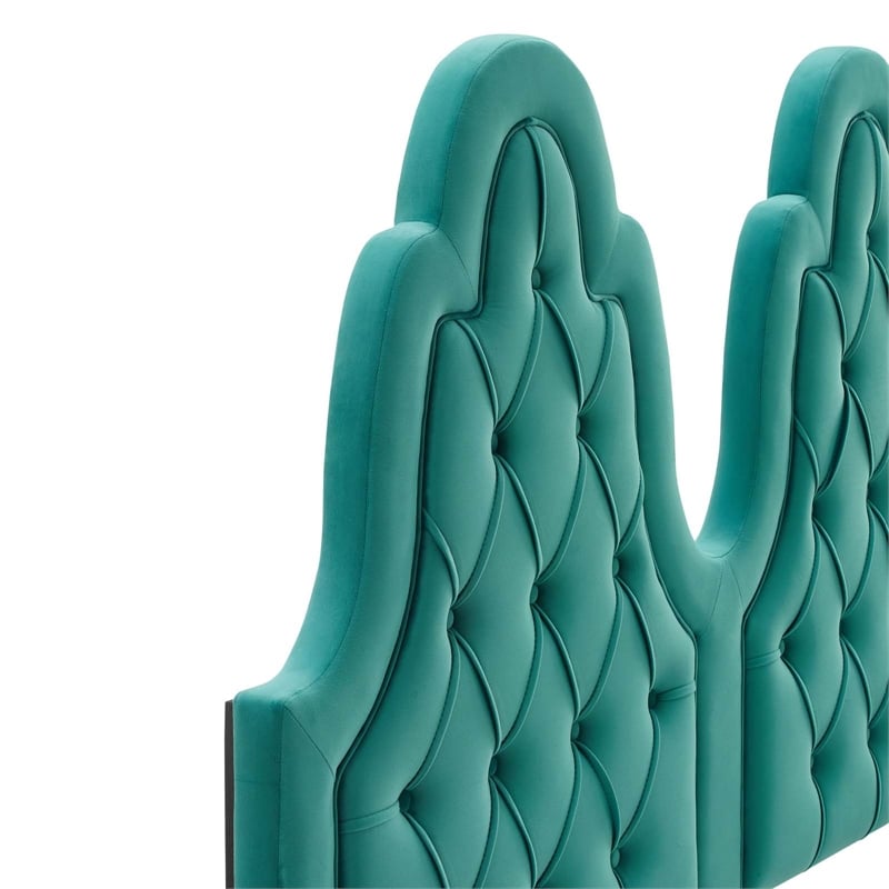 Maklaine Tufted Performance Velvet King Platform Bed - Teal Blue