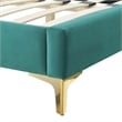 Maklaine Tufted Performance Velvet King Platform Bed - Teal Blue