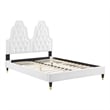 Maklaine Tufted Performance Velvet King Platform Bed in White