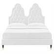 Maklaine Tufted Performance Velvet King Platform Bed in White