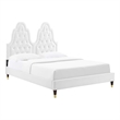 Maklaine Tufted Performance Velvet King Platform Bed in White