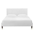 Maklaine Modern Performance Velvet Queen Platform Bed in White