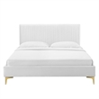 Maklaine Modern Performance Velvet Queen Platform Bed - White