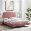 Maklaine Modern Performance Velvet Twin Platform Bed - Dusty Rose Pink