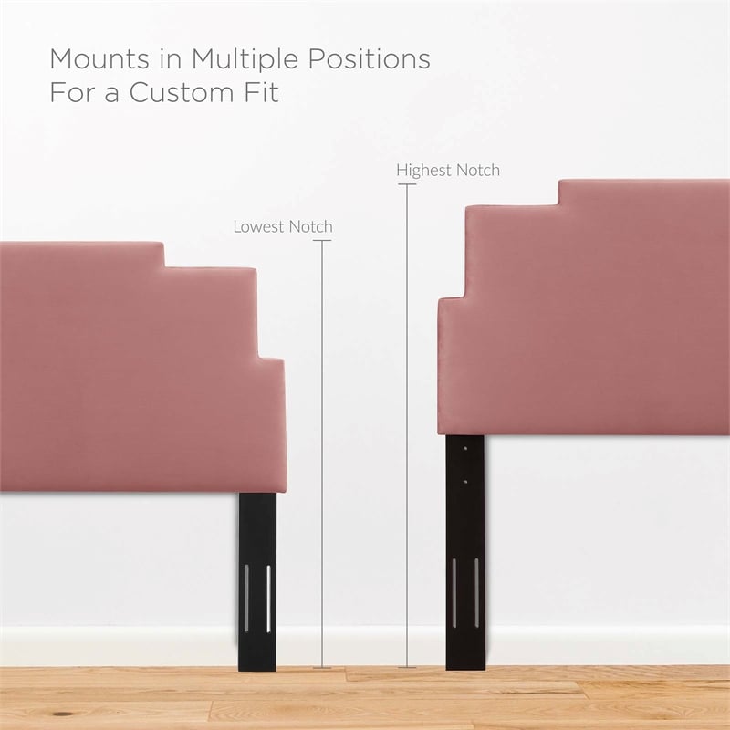 Maklaine Modern Performance Velvet Twin Platform Bed - Dusty Rose Pink