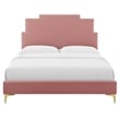 Maklaine Modern Performance Velvet Twin Platform Bed - Dusty Rose Pink