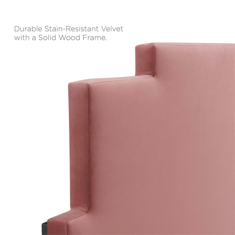 Maklaine Modern Performance Velvet Twin Platform Bed - Dusty Rose Pink