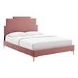 Maklaine Modern Performance Velvet Twin Platform Bed - Dusty Rose Pink