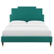 Maklaine Contemporary Performance Velvet Full Platform Bed in Teal Green