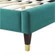 Maklaine Contemporary Performance Velvet Full Platform Bed in Teal Green