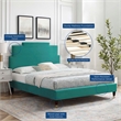 Maklaine Contemporary Performance Velvet Full Platform Bed in Teal Green