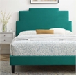 Maklaine Modern Performance Velvet Twin Platform Bed in Teal Green