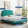 Maklaine Modern Performance Velvet Twin Platform Bed in Teal Green