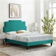 Maklaine Modern Performance Velvet Full Platform Bed in Teal Green