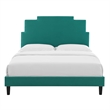 Maklaine Modern Performance Velvet Full Platform Bed in Teal Green