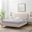 Maklaine Contemporary Performance Velvet King Platform Bed in Pink