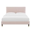 Maklaine Contemporary Performance Velvet King Platform Bed in Pink