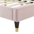 Maklaine Contemporary Performance Velvet King Platform Bed in Pink