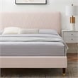 Maklaine Contemporary Performance Velvet King Platform Bed in Pink