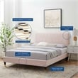 Maklaine Contemporary Performance Velvet King Platform Bed in Pink