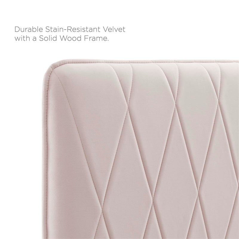 Maklaine Contemporary Performance Velvet King Platform Bed in Pink
